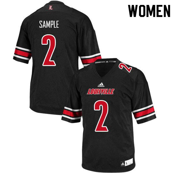 Women Louisville Cardinals #2 James Sample College Football Jerseys Sale-Black - Click Image to Close
